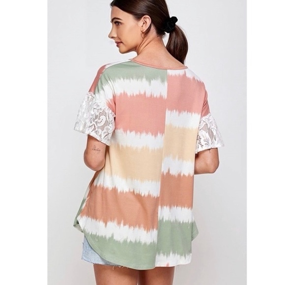 New! Soft Pretty Tie Dye with Lace sleeves - Picture 2 of 3